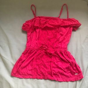 Aero pink flounce top